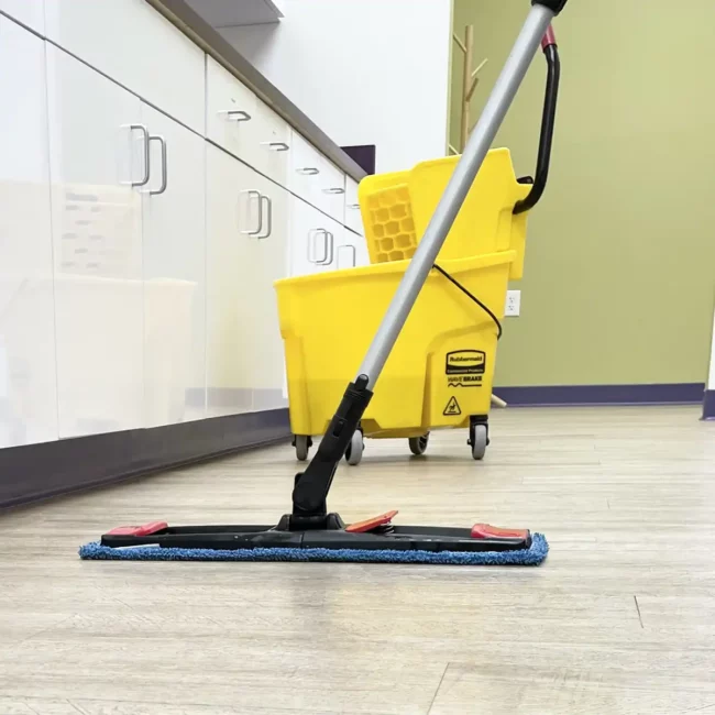 Premier Cleaning & Janitorial Medical Facility Cleaning Services - medical microfiber mop & yellow mop bucket