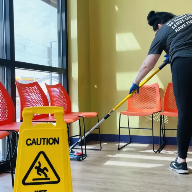 janitoriual mopping with microfiber mop