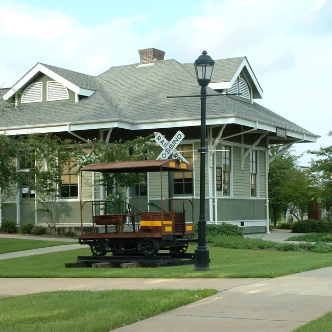 Historic train depot in downtown Foley, Alabama