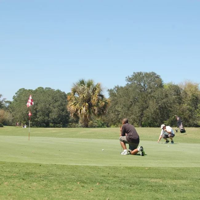Golfers at Gulf State Park in Gulf Shores, Alabama