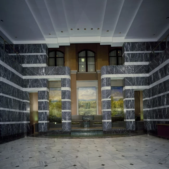 Marble office building lobby