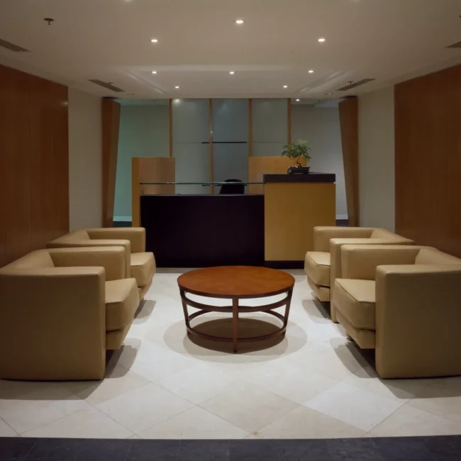 Office building lobby seating area