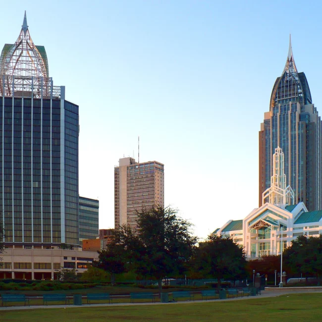 Office towers in downtown Mobile, Alabama